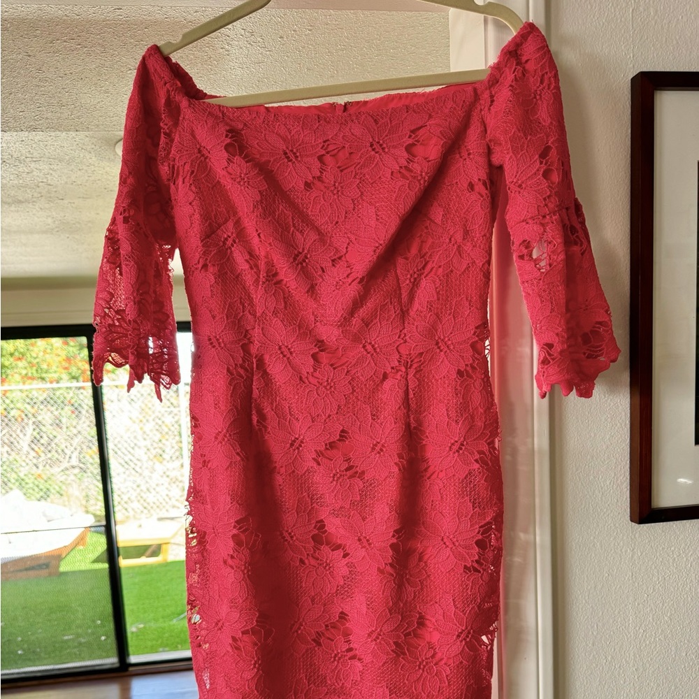 Vince Camuto Red Off Shoulder Lace Dress Size 4